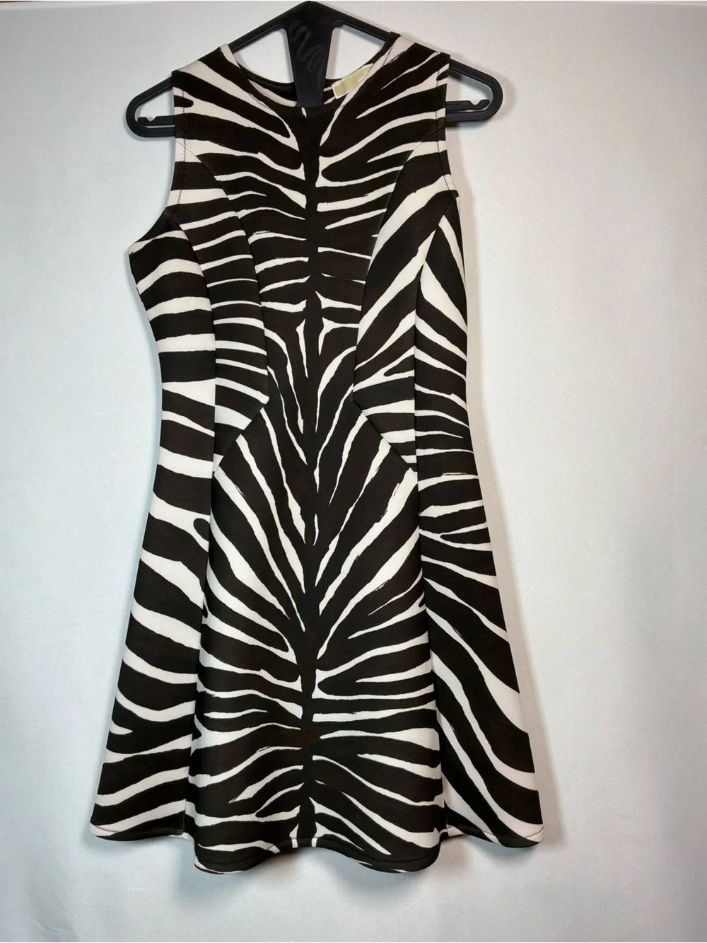 MICHAEL Michael Kors Zebra Print Fit & Flare Dress Black White Size 4